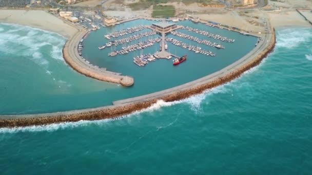 Ashdod Vista Aérea Marina Drone Metraje — Vídeo de stock