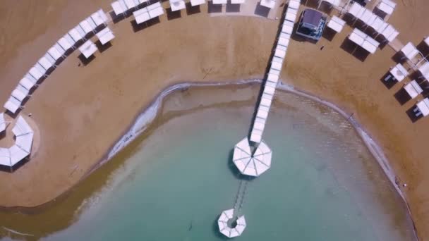 Mar Muerto Hoteles Playa Imágenes Aéreas — Vídeos de Stock