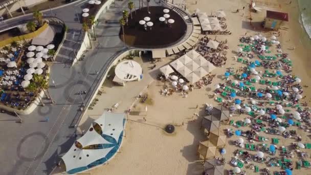 Tel Aviv Beach Letecké Dron Záběry — Stock video