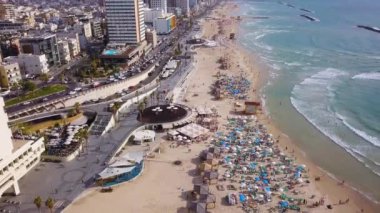 Tel Aviv beach 4k hava dron görüntüleri