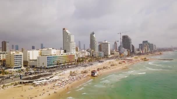 Tel Aviv Praia Drone Aéreo Metragem — Vídeo de Stock