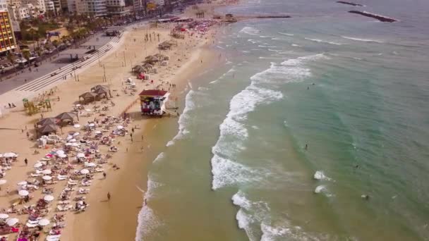 Plage Tel Aviv Images Aériennes Drone — Video