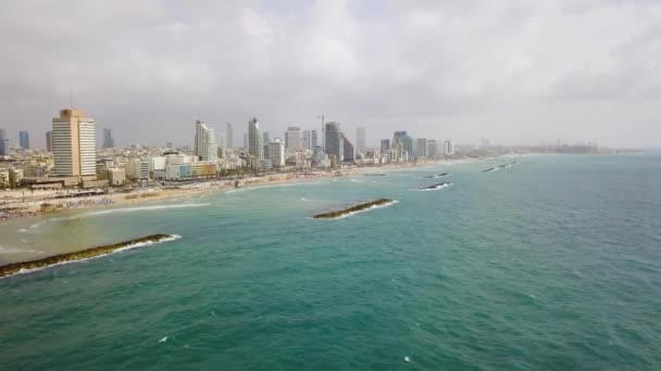 Тель Авів Пляж Drone Антена Кадри — стокове відео