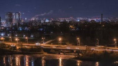 night cityscape time lapse video