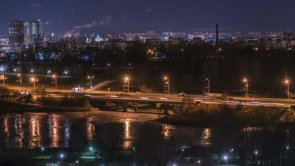 Night Cityscape Time Lapse Video — Vídeos de Stock