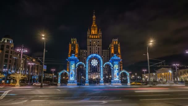 Moskou 2018 Moskou Street Night View Time Lapse — Stockvideo