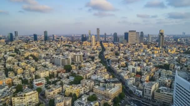 Tel Aviv Centro Transporte Hyperlapse Antena Material Archivo — Vídeos de Stock