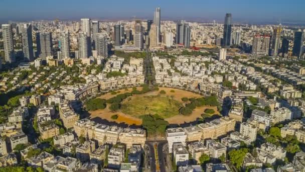 Pusat Tel Aviv Dan Transportasi Hyperlapse Rekaman Udara — Stok Video