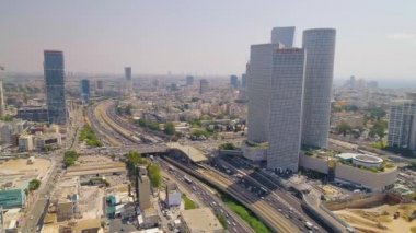 Tel Aviv 4k görüntüleri üzerinde havadan görünümü