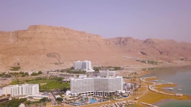 Dead Sea Hotels Beach Imagens Aéreas — Vídeo de Stock