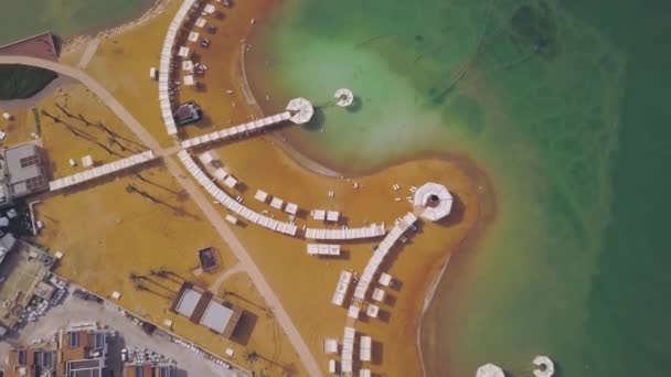 Hotely Mrtvého Moře Pláž Letecké Záběry — Stock video