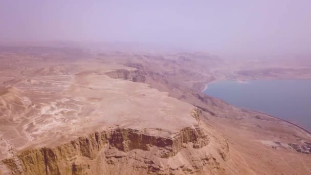 Desierto Cerca Imágenes Aéreas Del Mar Muerto — Vídeo de stock