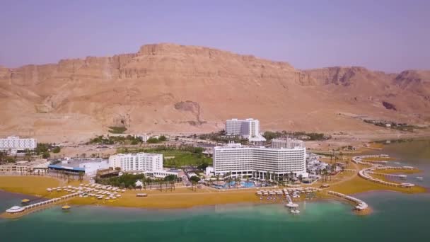 Mer Morte Hôtels Plage Images Aériennes — Video