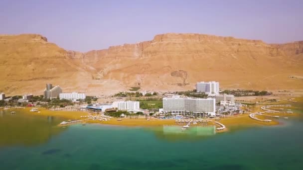 Mer Morte Hôtels Plage Images Aériennes — Video