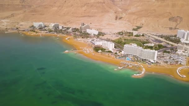 Dead Sea Hotels Beach Imagens Aéreas — Vídeo de Stock