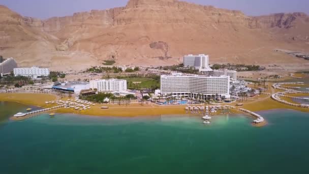 Dead Sea Hotels Beach Imagens Aéreas — Vídeo de Stock