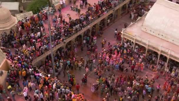 Vue Aérienne Festival Couleur Holi Inde Séquences Drone — Video