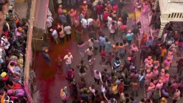 インドのホリカラーフェスティバルの空中ビュー 4Kドローン映像 — ストック動画