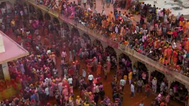 Vue Aérienne Festival Couleur Holi Inde Séquences Drone — Video