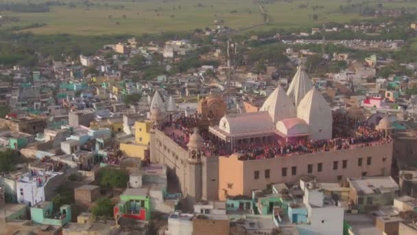 Hindistan Daki Holi Renk Festivalinin Hava Görüntüsü Drone Görüntüsü — Stok video