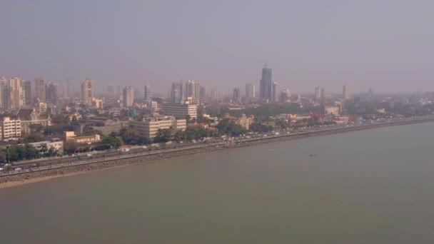 ムンバイ海上ドライブの眺め4K空中未成績 — ストック動画