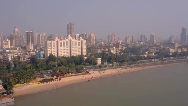 Θέα Της Mumbai Marine Drive Εναέρια Χωρίς Διαβάθμιση — Αρχείο Βίντεο