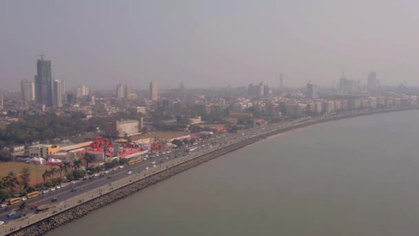 Över Mumbai Marina Enhet Antenn Ograderad — Stockvideo