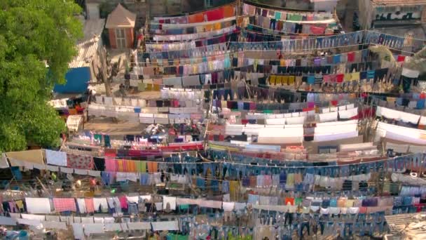 Bombaim Dhobi Ghats Favelas Perto Oceano Aéreo Plano Não Graduado — Vídeo de Stock