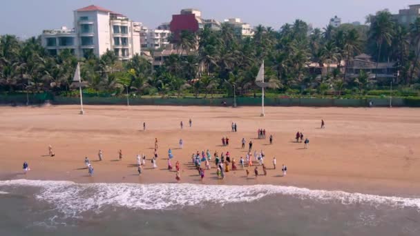 Вид Пляж Джугу Мумбаї Air Ungraved — стокове відео