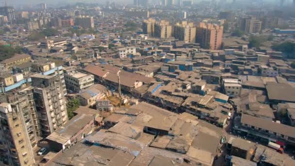 Mumbai Slums Dhobi Ghats Antenne Unraded Flat — Stockvideo