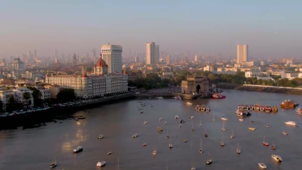 Szép Napunk Van Mumbaiban Indiában Marine Drive Drónfelvételek — Stock videók