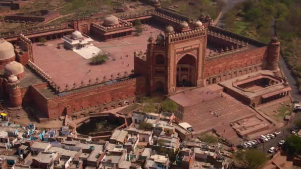 Fatehpur Sikri Abkbars Residência Índia Aéreo — Vídeo de Stock