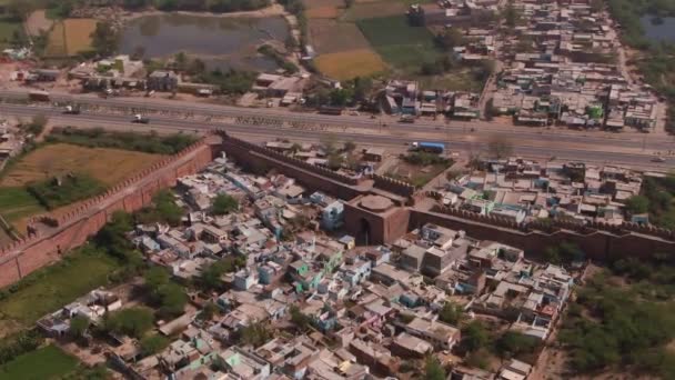 Vue Aérienne Ville Indienne Avec Une Architecture Traditionnelle Jour Voyageant — Video