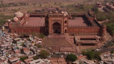 Fatehpur Sikri Abkbar 'ın evi, Hindistan, 4k hava sahası