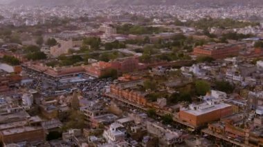 Jaipur şehrinin, Hindistan 'ın, Rajasthan' ın hava görüntüsü, 4k hava aracı görüntüsü.