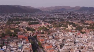 Jaipur şehrinin, Hindistan 'ın, Rajasthan' ın hava görüntüsü, 4k hava aracı görüntüsü.
