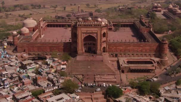 Fatehpur Sikri Naqubars Residence India Aerial — 图库视频影像