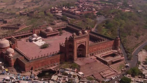 Fatehpur Sikri Abkbars Residens Indien Antenn — Stockvideo