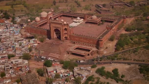 Fatehpur Sikri Abkbars Residence India Aerial — Stock Video