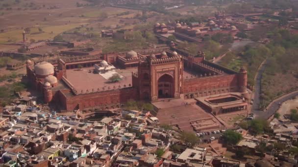 Fatehpur Sikri Abkbars Residence India Aerial — Stock Video