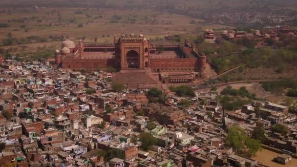 Fatehpur Sikri Abkbars Residence India Aerial — Stock Video