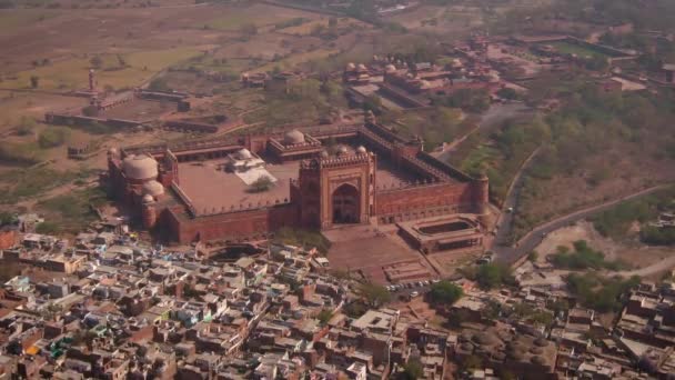 Fatehpur Sikri Abkbars Residence India Aerial — Stock Video