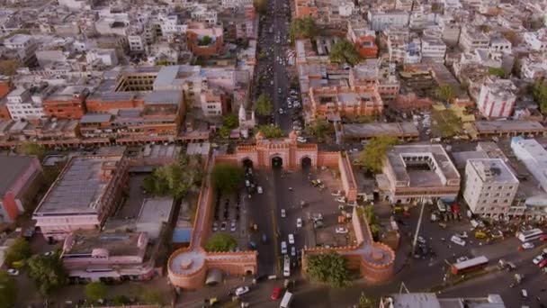 Jaipur rose porte de la ville, Inde, Rajasthan, 4k images aériennes de drone