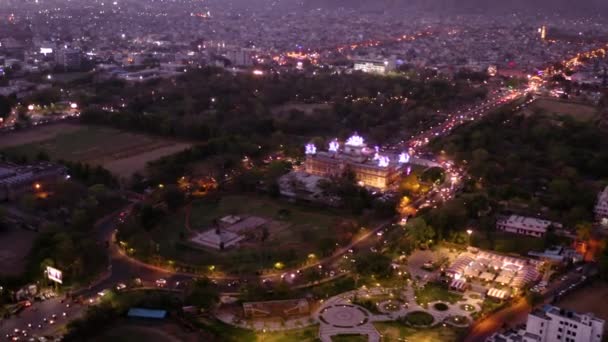 Εναέρια Άποψη Του Φωτισμού Νύχτα Cityscape Ινδία — Αρχείο Βίντεο