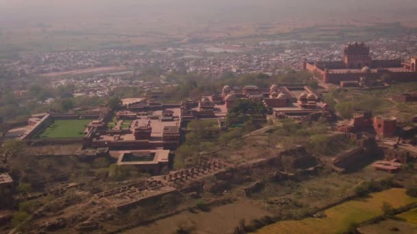Hindistan Daki Şehir Tarihi Binalarının Havadan Görünüşü Asya Dan Seyahat — Stok video