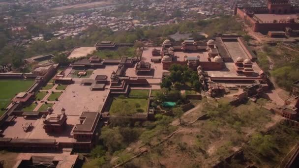 Vue Aérienne Des Bâtiments Historiques Ville Inde Voyageant Par Asie — Video