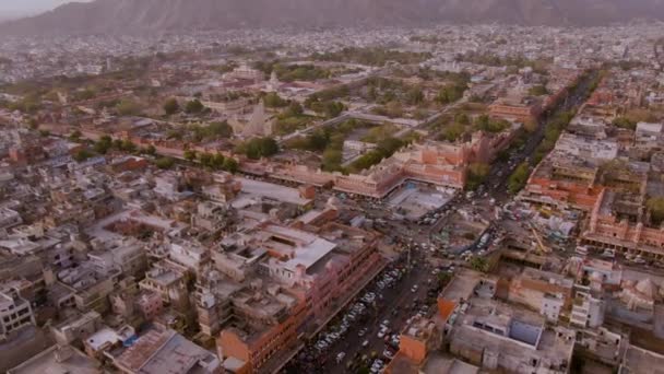 Vue Aérienne Ville Indienne Avec Une Architecture Traditionnelle Jour Voyageant — Video