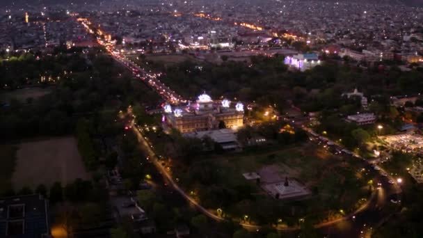 Albert Hall Night Time Jaipur Drone Airview — 비디오
