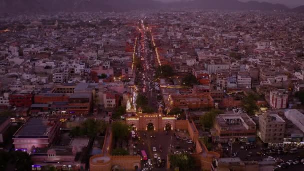 Вигляд Повітря Місто Джайпур Індія Раджастхан Повітряних Дронів — стокове відео
