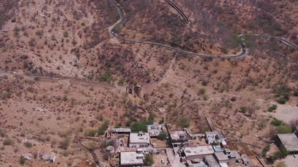 Jaigarh Fortification Wall Jaipur Aerial Drone — Stok video